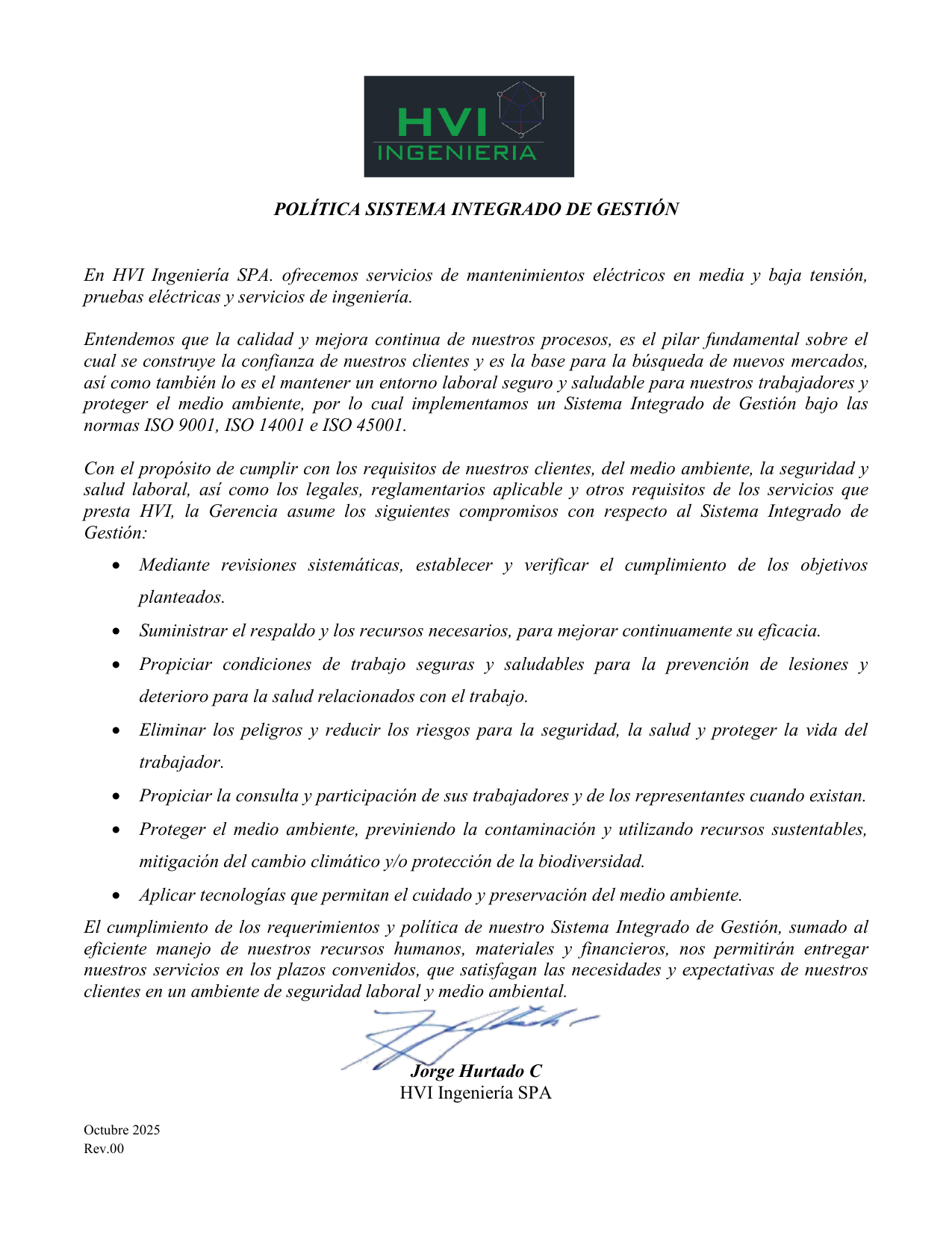Política del Sistema Integrado de Gestión